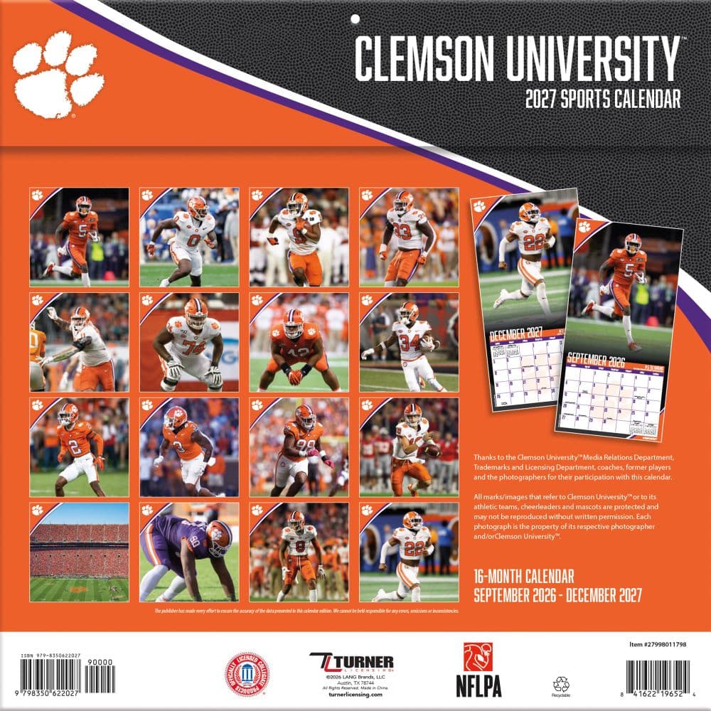 Clemson Tigers 2027 Wall Calendar First Alternate Image