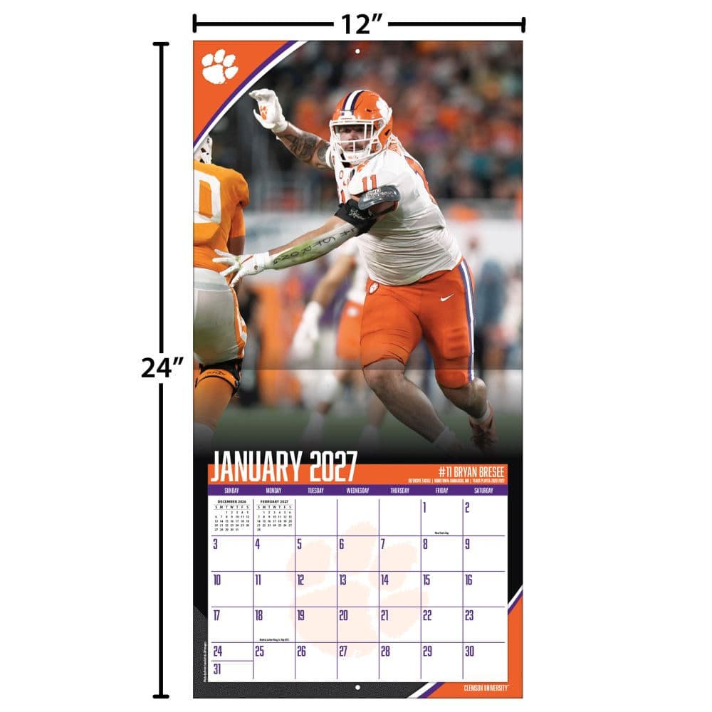 Clemson Tigers 2027 Wall Calendar Fourth Alternate Image