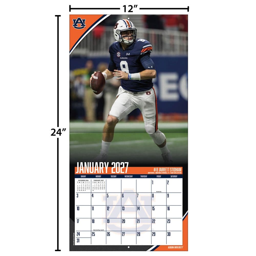 Auburn Tigers 2027 Wall Calendar Fourth Alternate Image