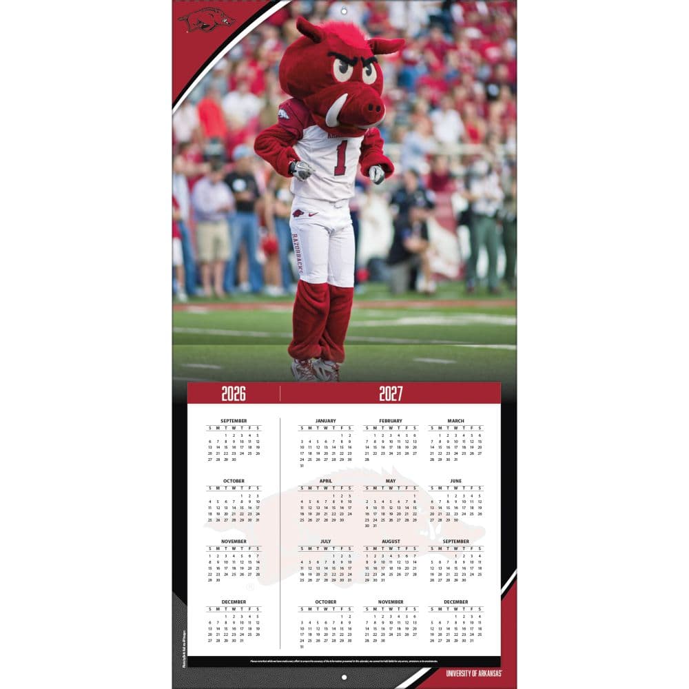 Arkansas Razorbacks 2027 Wall Calendar Second Alternate Image