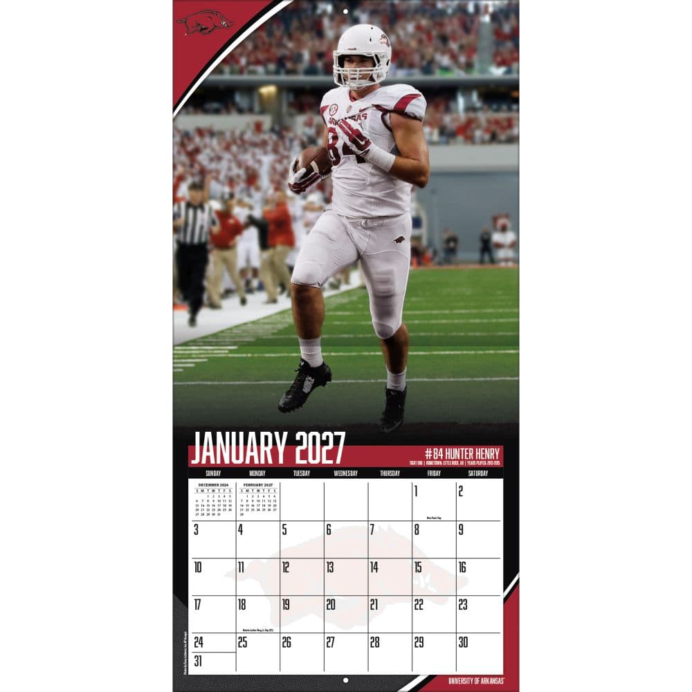 Arkansas Razorbacks 2027 Wall Calendar Third Alternate Image