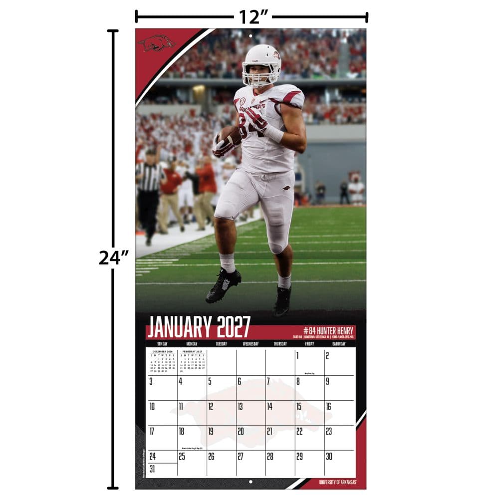 Arkansas Razorbacks 2027 Wall Calendar Fourth Alternate Image