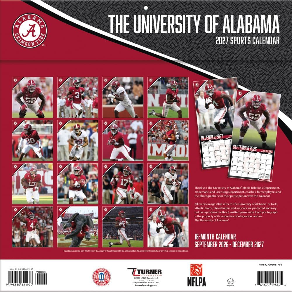 Alabama Crimson Tide 2027 Wall Calendar First Alternate Image