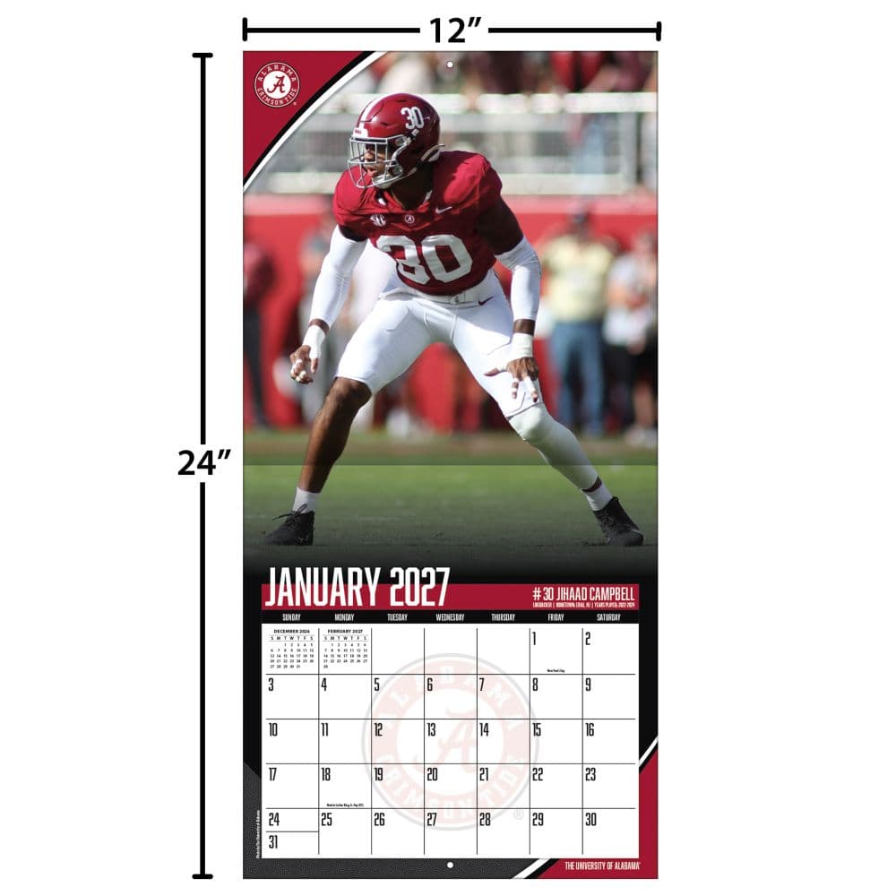 Alabama Crimson Tide 2027 Wall Calendar Fourth Alternate Image