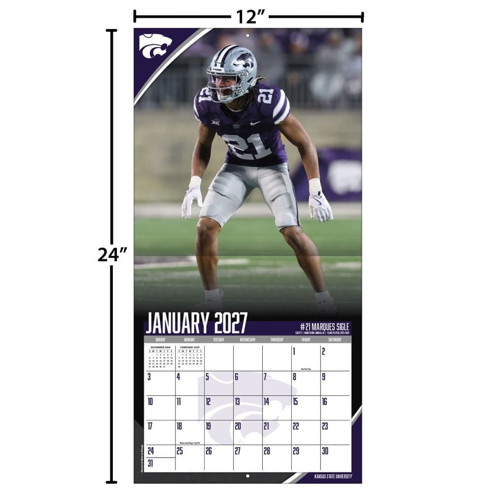 Kansas State Wildcats 2027 Wall Calendar Fourth Alternate Image