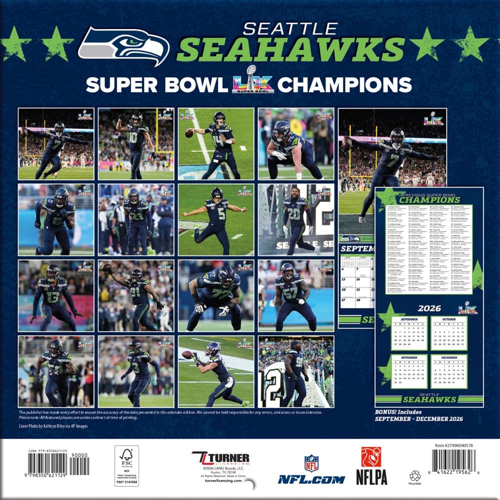 NFL Seattle Seahawks 2027 Mini Wall Calendar First Alternate Image
