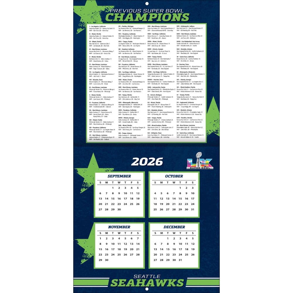 NFL Seattle Seahawks 2027 Mini Wall Calendar Second Alternate Image