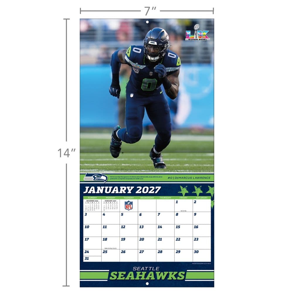 NFL Seattle Seahawks 2027 Mini Wall Calendar Fourth Alternate Image