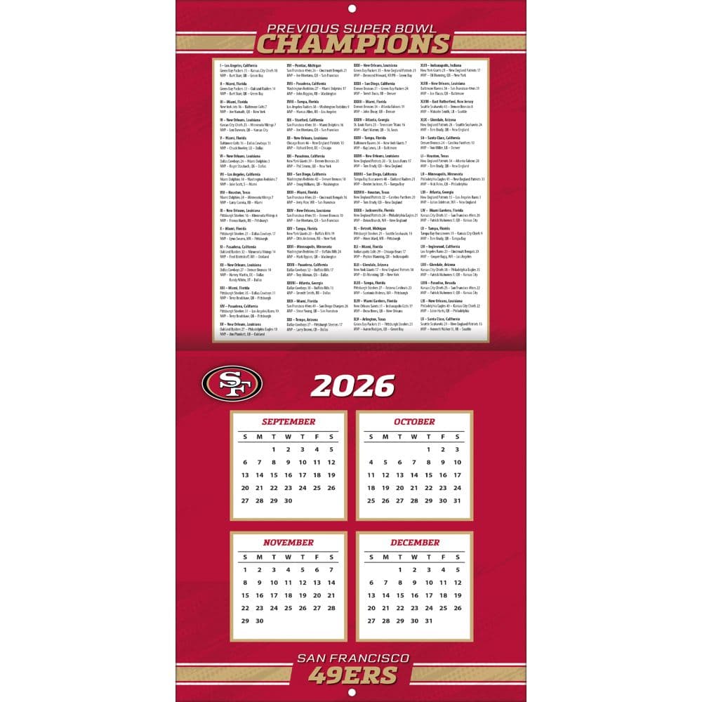 NFL San Francisco 49ers 2027 Mini Wall Calendar Second Alternate Image