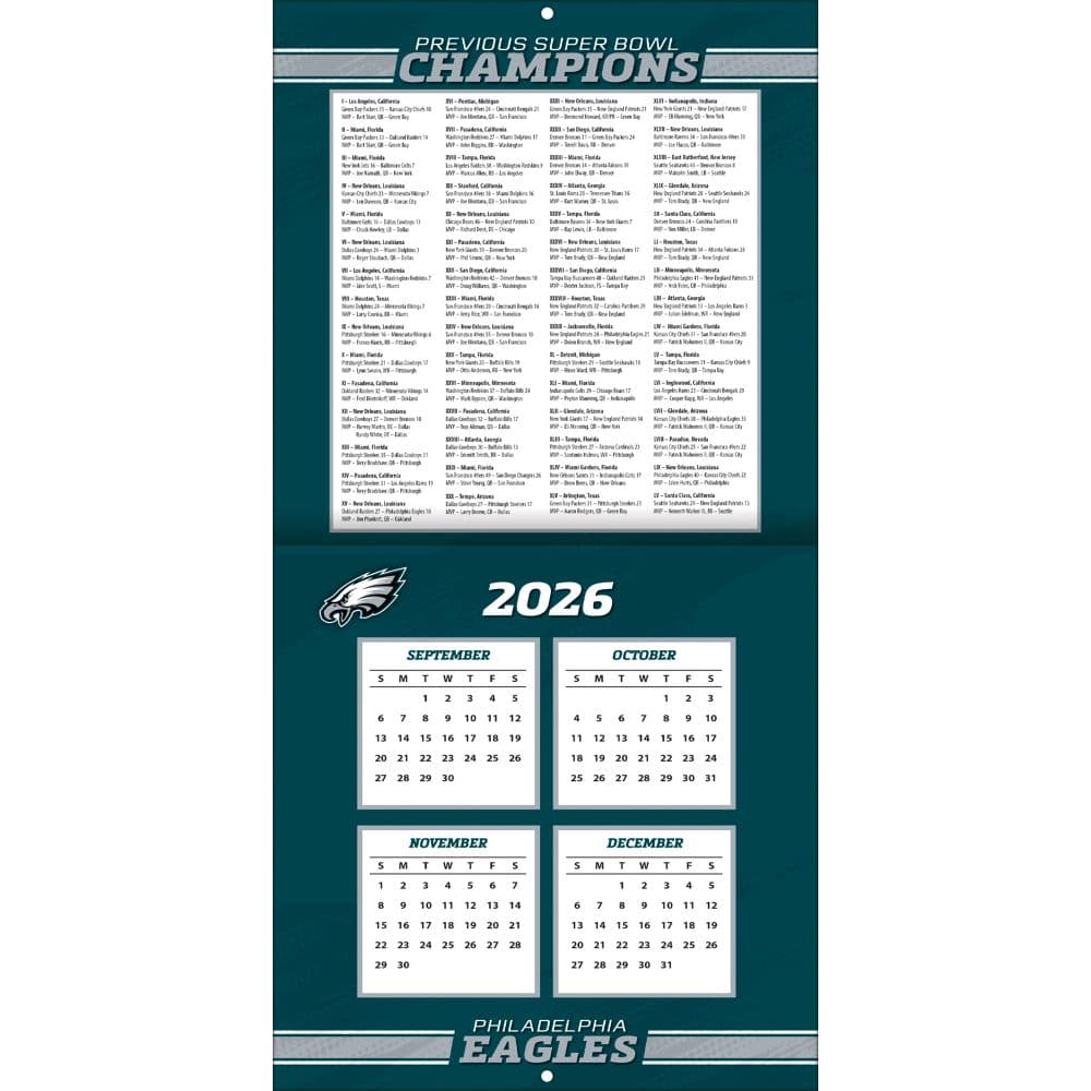 NFL Philadelphia Eagles 2027 Mini Wall Calendar Second Alternate Image