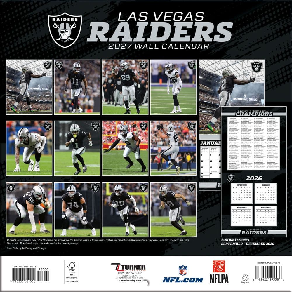NFL Las Vegas Raiders 2027 Mini Wall Calendar First Alternate Image