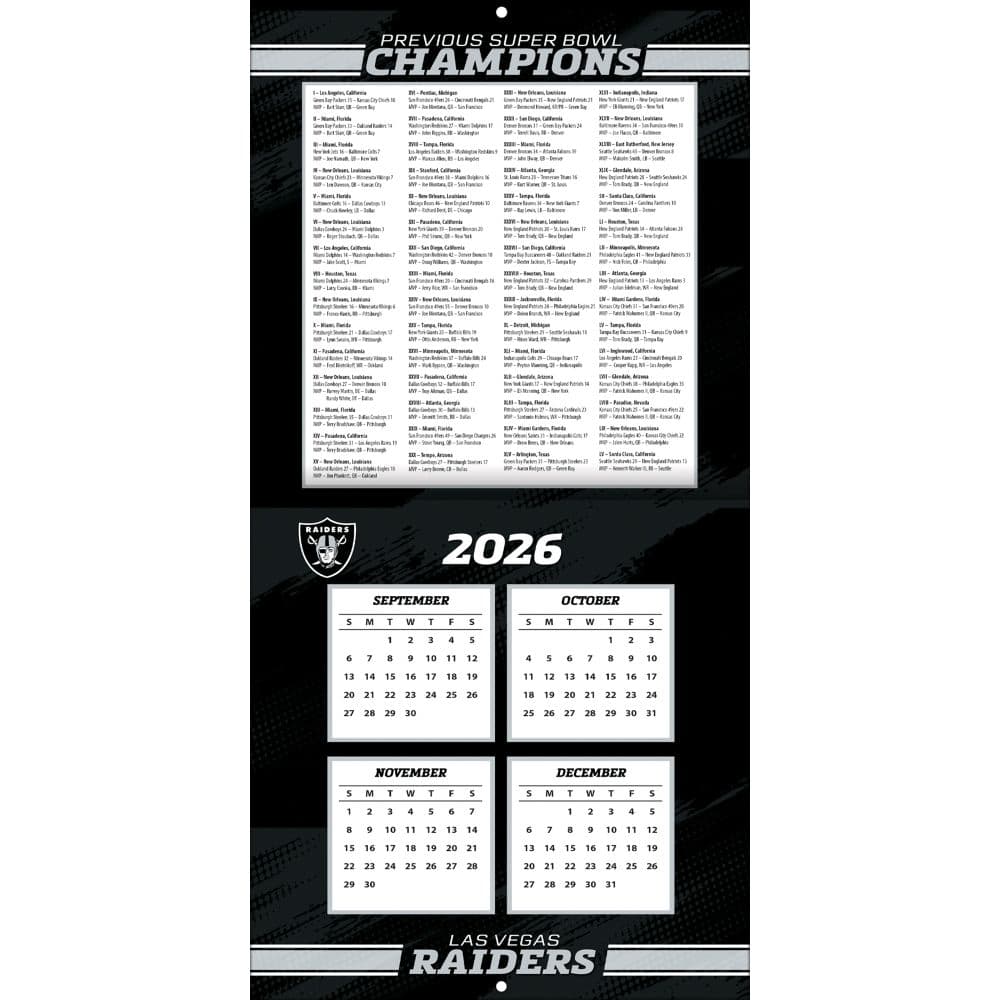 NFL Las Vegas Raiders 2027 Mini Wall Calendar Second Alternate Image