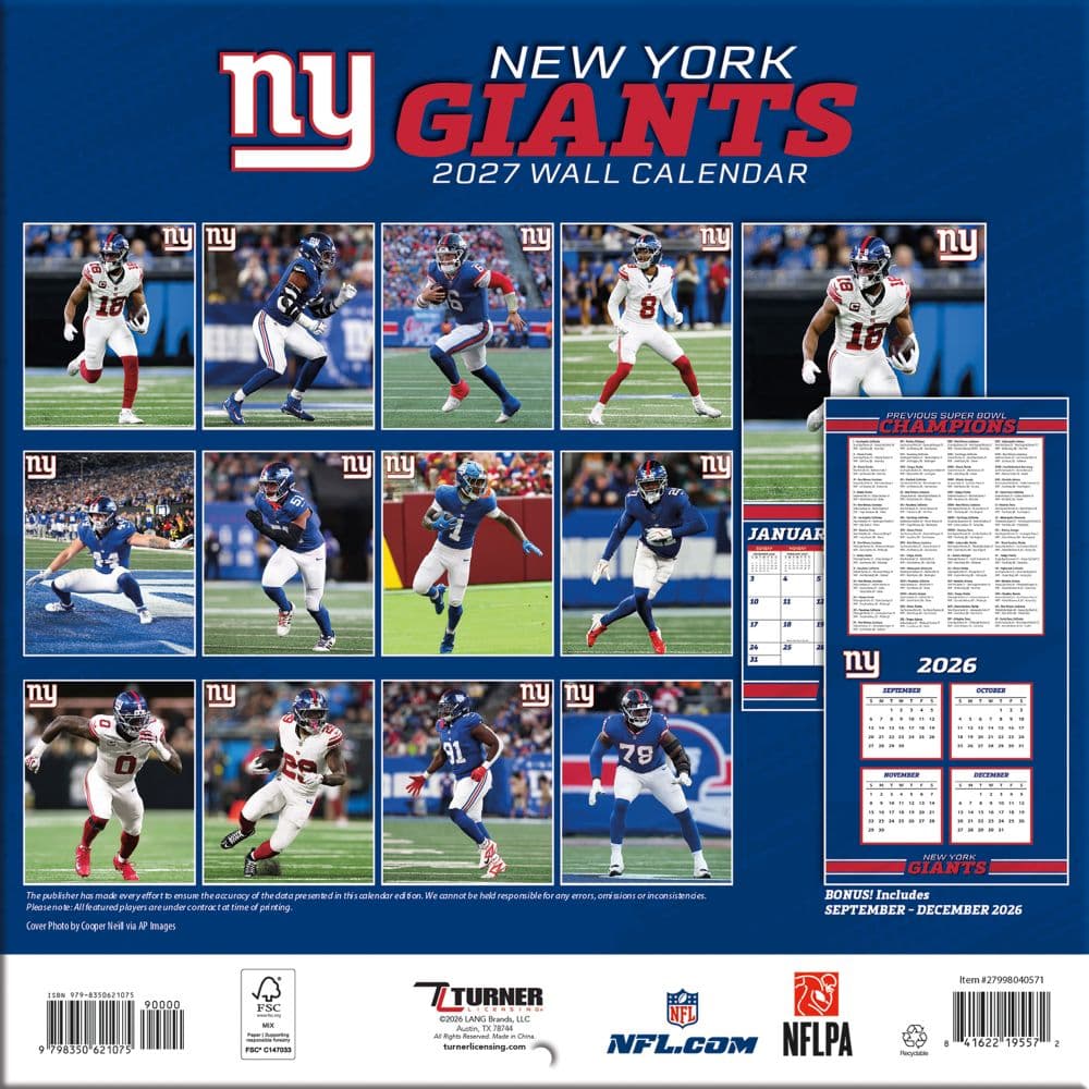NFL New York Giants 2027 Mini Wall Calendar First Alternate Image
