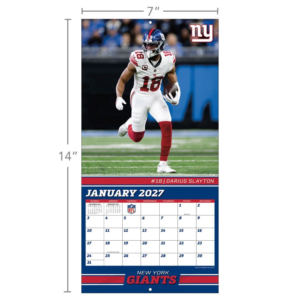 NFL New York Giants 2027 Mini Wall Calendar Fourth Alternate Image