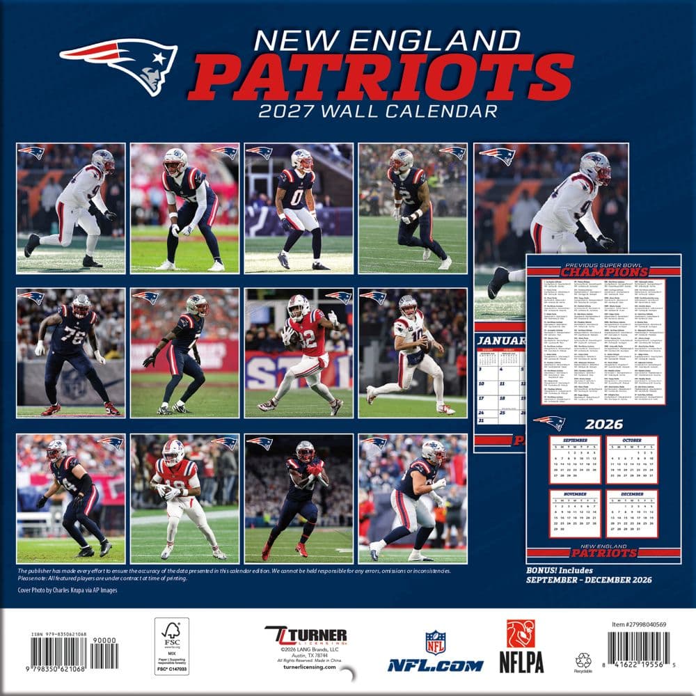 NFL New England Patriots 2027 Mini Wall Calendar First Alternate Image