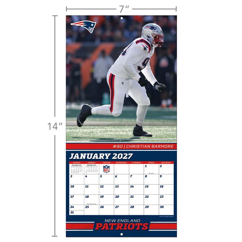 NFL New England Patriots 2027 Mini Wall Calendar Fourth Alternate Image