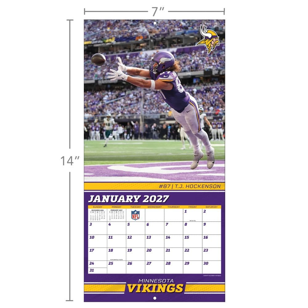 NFL Minnesota Vikings 2027 Mini Wall Calendar Fourth Alternate Image