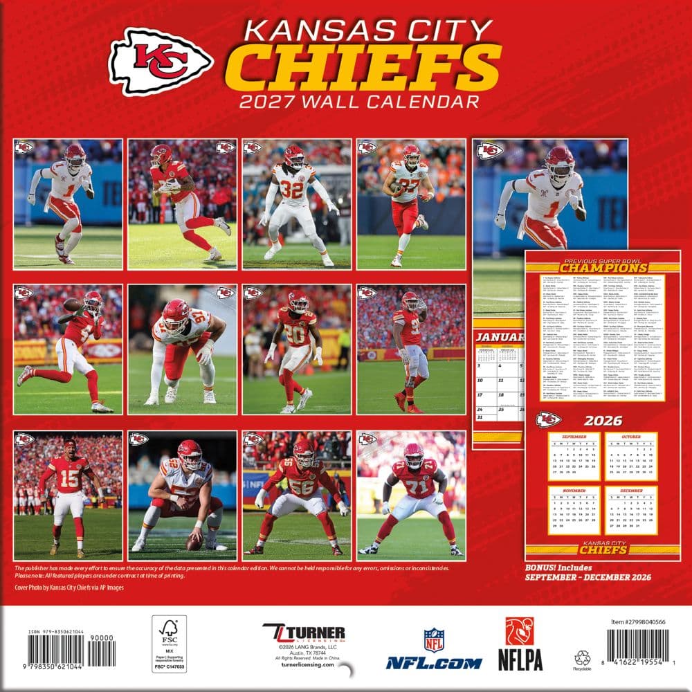NFL Kansas City Chiefs 2027 Mini Wall Calendar First Alternate Image