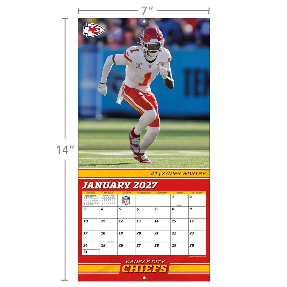 NFL Kansas City Chiefs 2027 Mini Wall Calendar Fourth Alternate Image