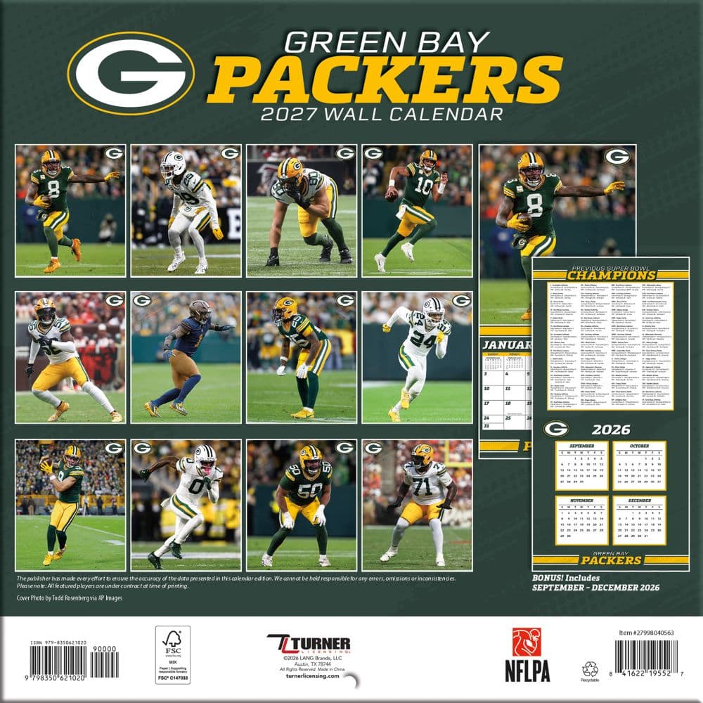 NFL Green Bay Packers 2027 Mini Wall Calendar First Alternate Image