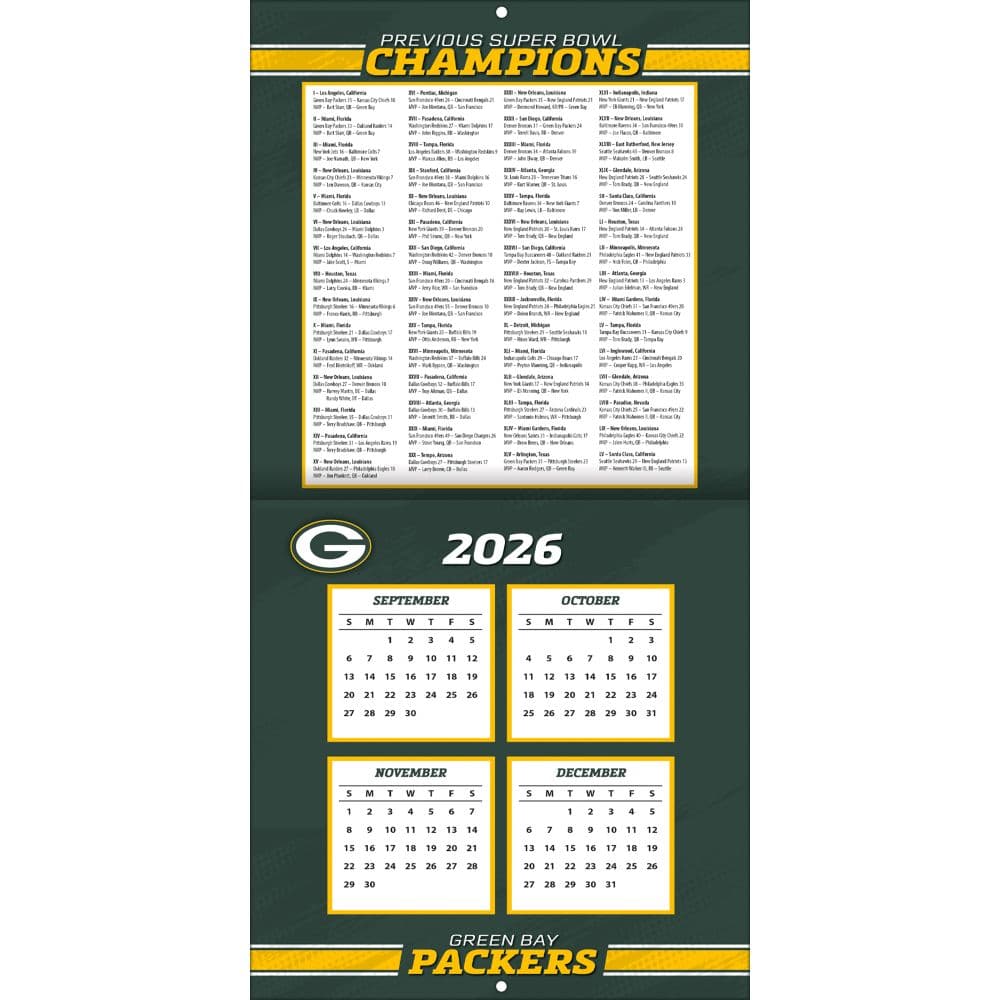NFL Green Bay Packers 2027 Mini Wall Calendar Second Alternate Image