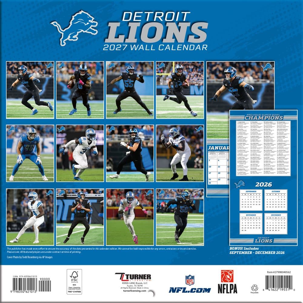 NFL Detroit Lions 2027 Mini Wall Calendar First Alternate Image