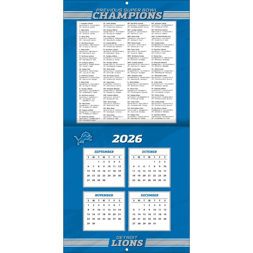 NFL Detroit Lions 2027 Mini Wall Calendar Second Alternate Image