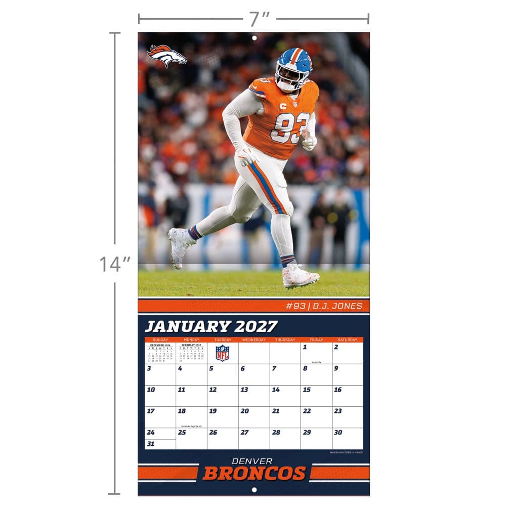 NFL Denver Broncos 2027 Mini Wall Calendar Fourth Alternate Image