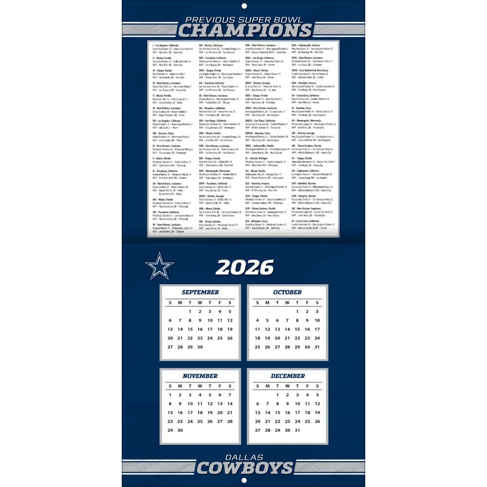 NFL Dallas Cowboys 2027 Mini Wall Calendar Second Alternate Image