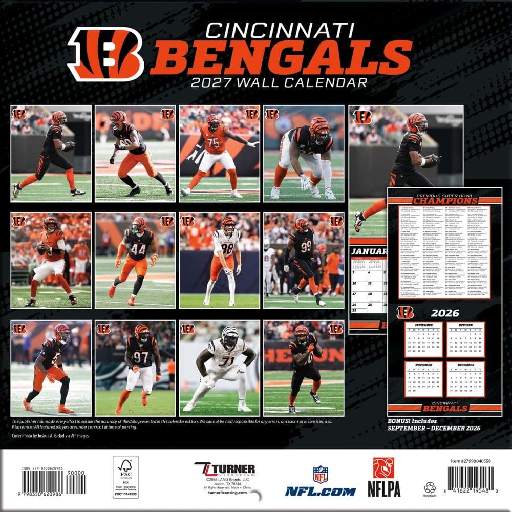 NFL Cincinnati Bengals 2027 Mini Wall Calendar First Alternate Image