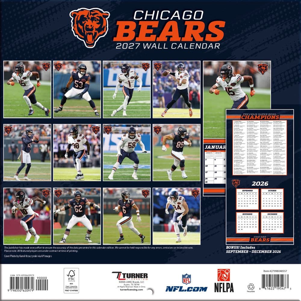 NFL Chicago Bears 2027 Mini Wall Calendar First Alternate Image
