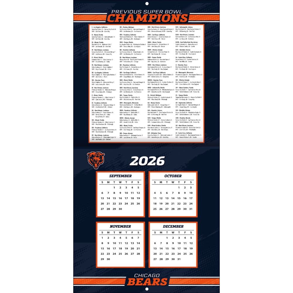 NFL Chicago Bears 2027 Mini Wall Calendar Second Alternate Image