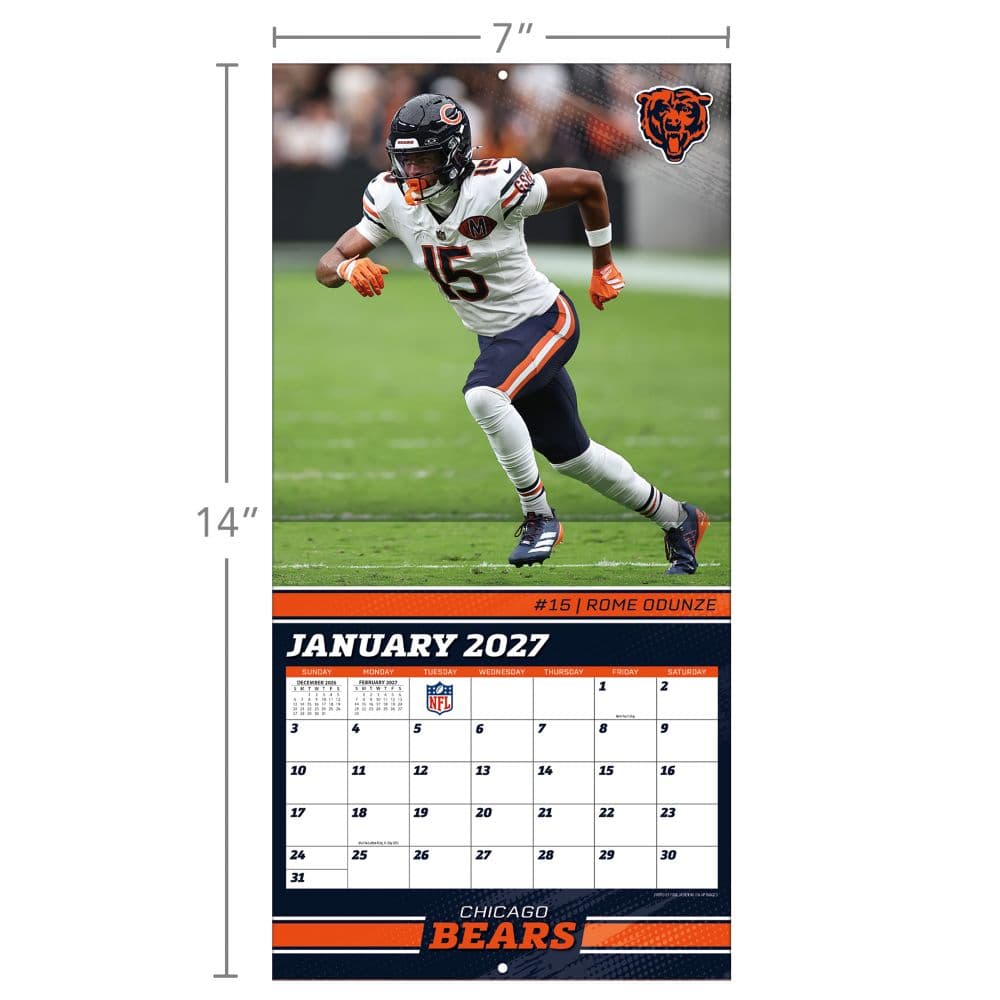 NFL Chicago Bears 2027 Mini Wall Calendar Fourth Alternate Image