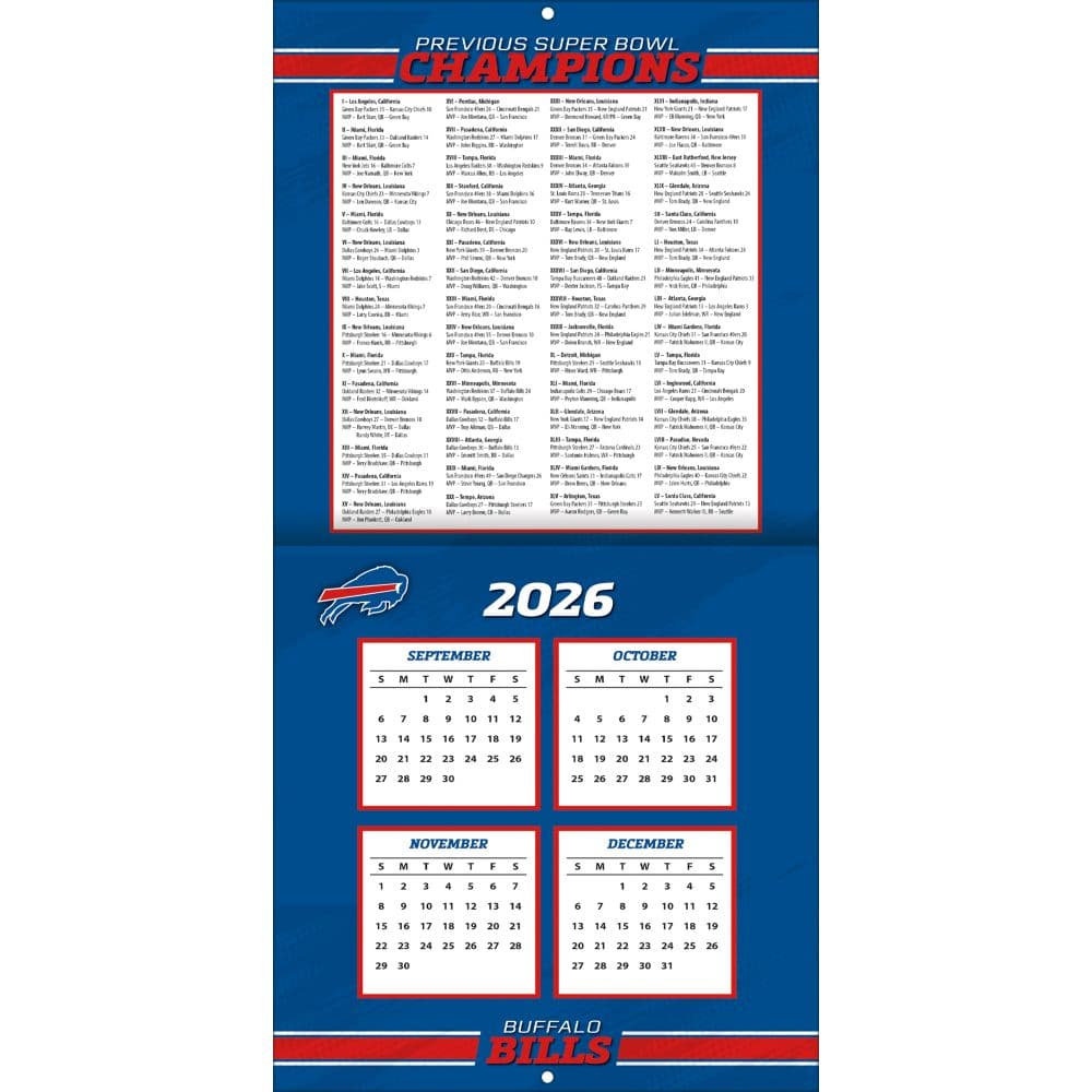 NFL Buffalo Bills 2027 Mini Wall Calendar Second Alternate Image