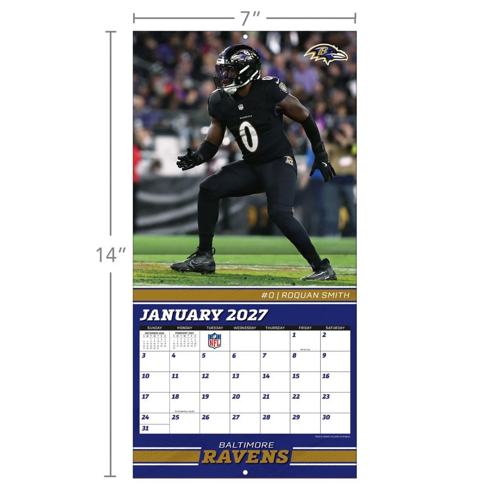 NFL Baltimore Ravens 2027 Mini Wall Calendar Fourth Alternate Image