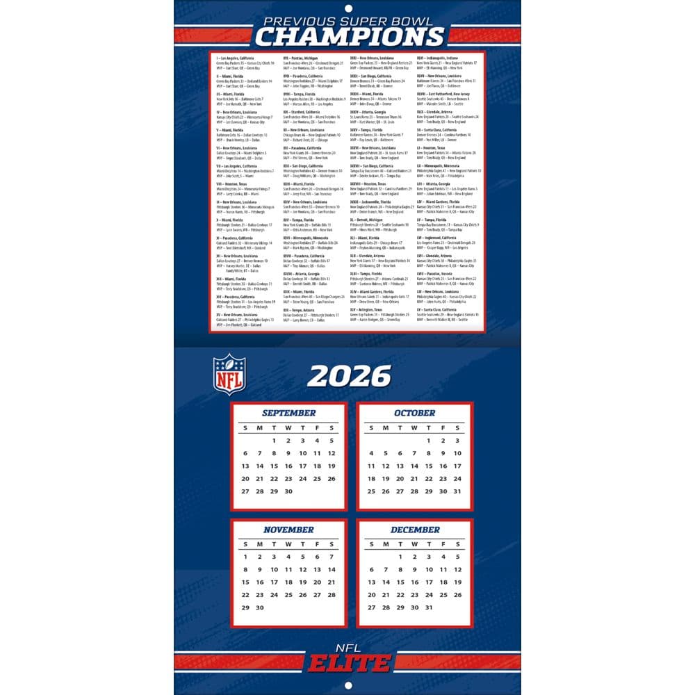 NFL Elite 2027 Mini Wall Calendar Second Alternate Image