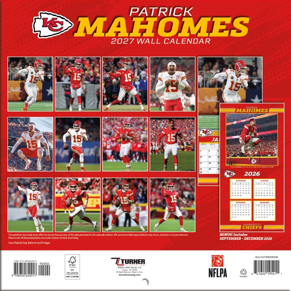 NFL Patrick Mahomes 2027 Mini Wall Calendar First Alternate Image