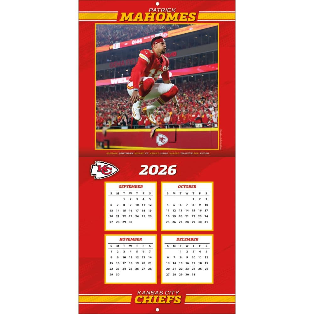 NFL Patrick Mahomes 2027 Mini Wall Calendar Second Alternate Image