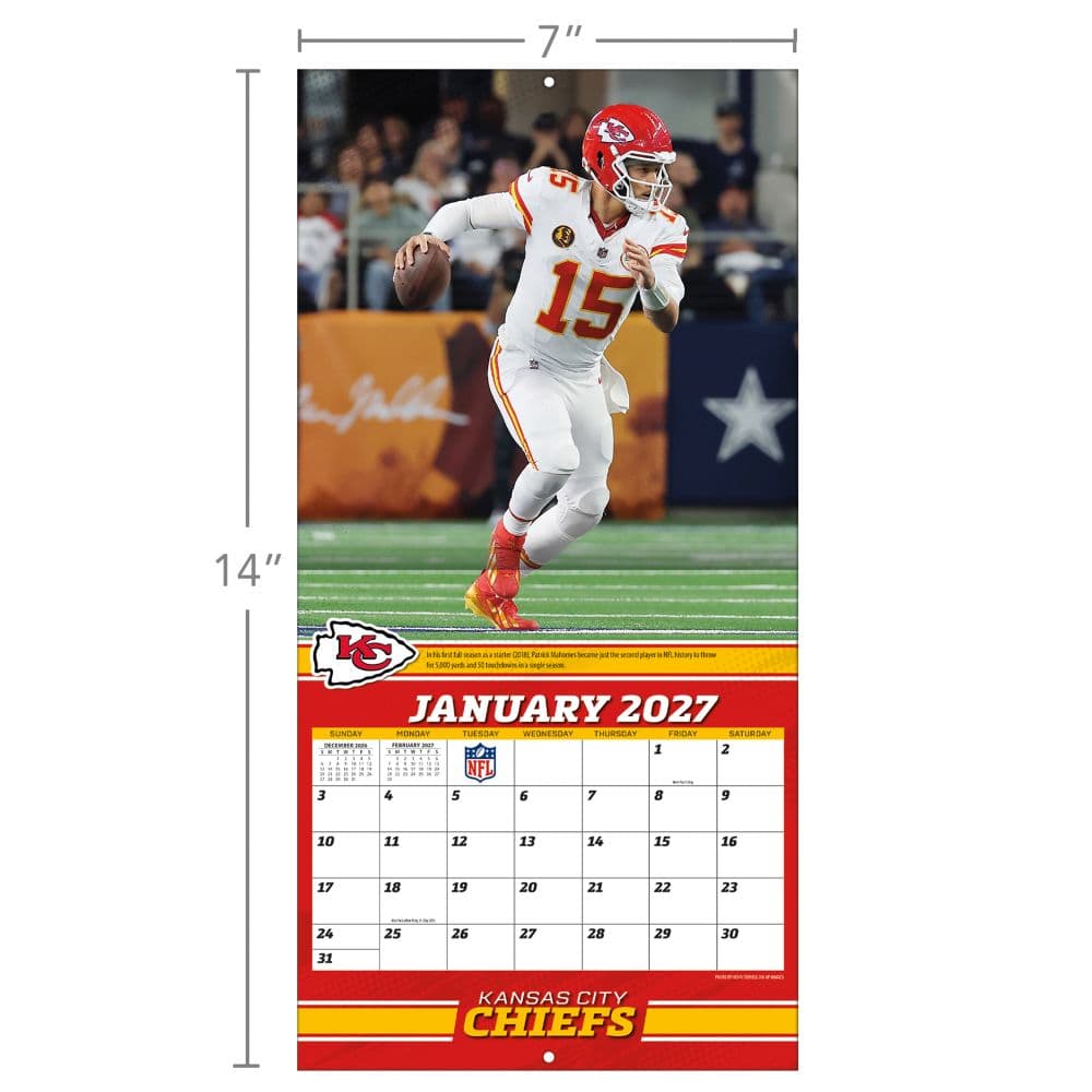 NFL Patrick Mahomes 2027 Mini Wall Calendar Fourth Alternate Image