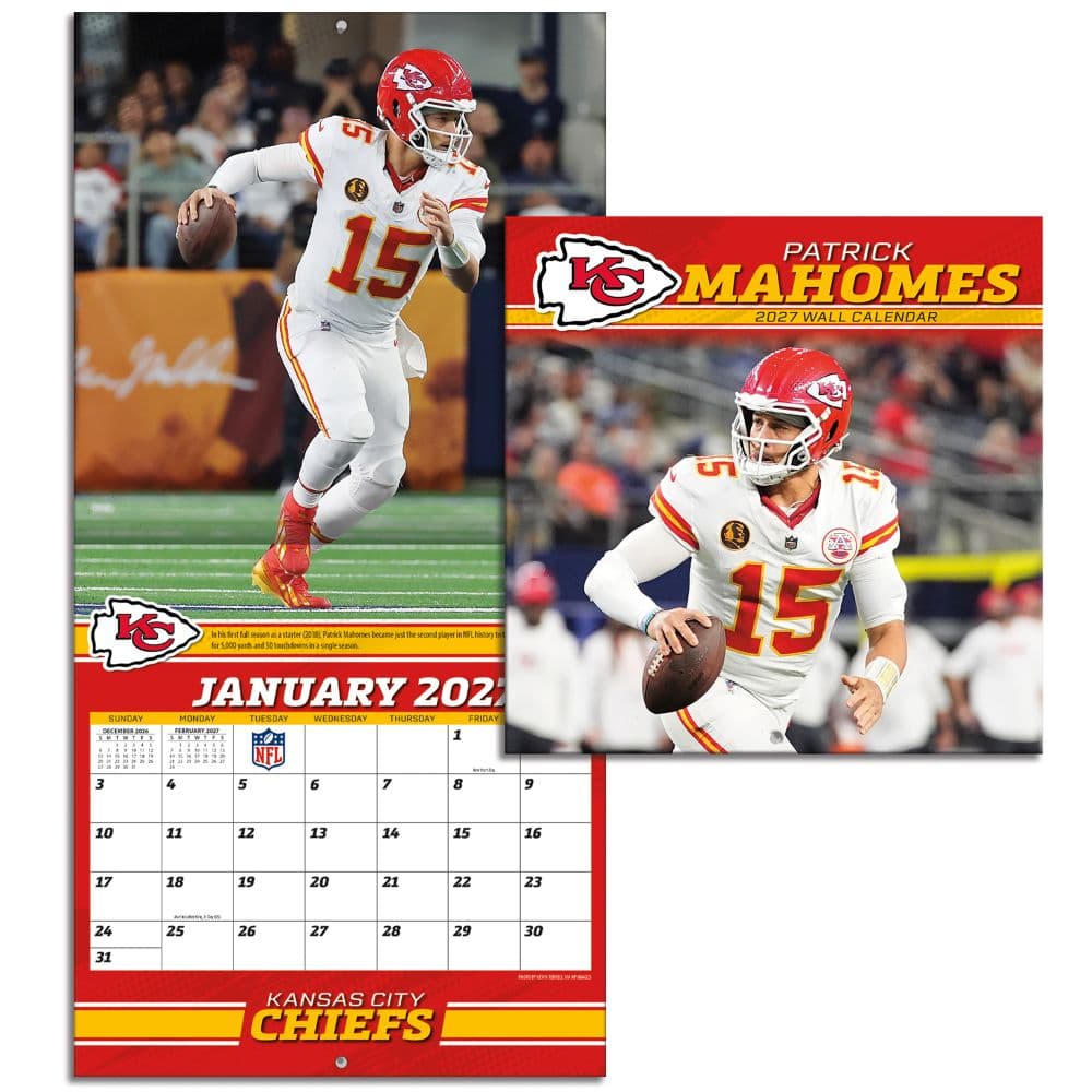 NFL Patrick Mahomes 2027 Mini Wall Calendar Sixth Alternate Image