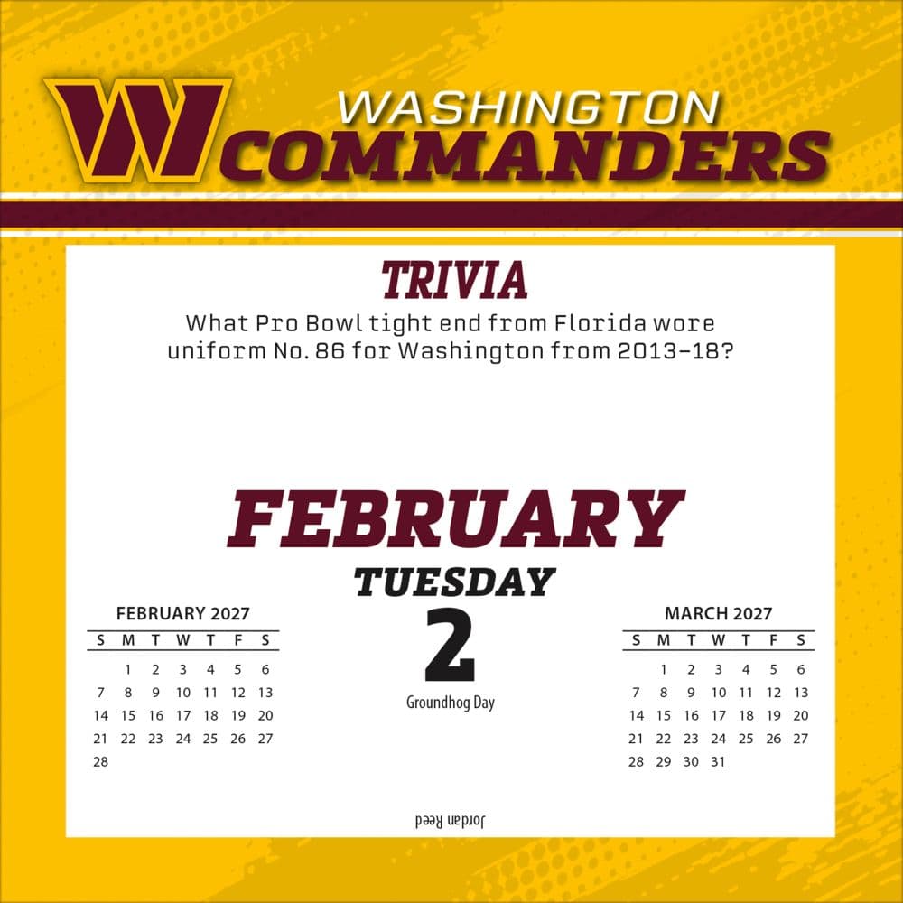 NFL Washington Commanders 2027 Desk Calendar Third Alternate Image