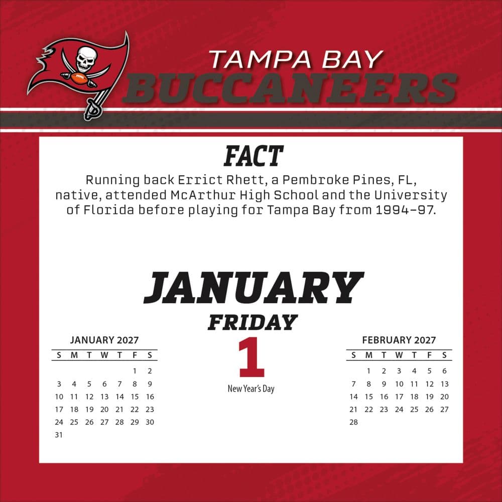 NFL Tampa Bay Buccaneers 2027 Desk Calendar Second Alternate Image