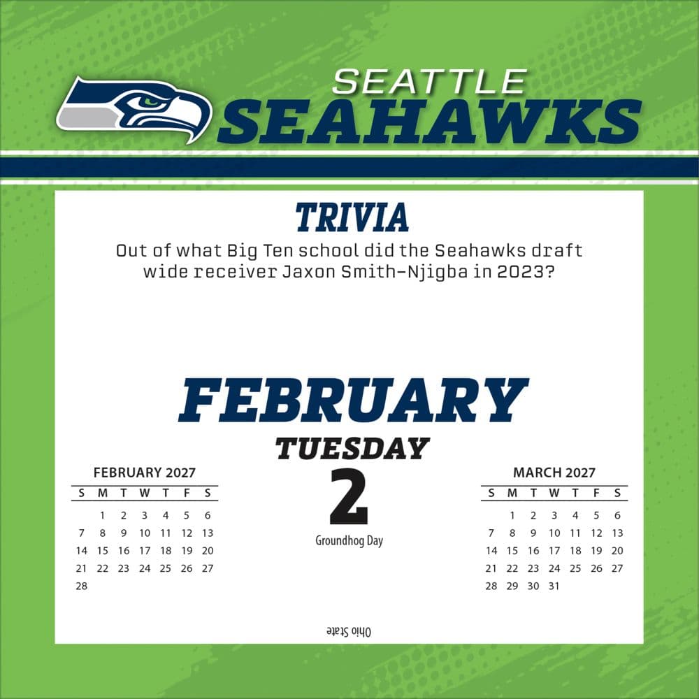 NFL Seattle Seahawks 2027 Desk Calendar Third Alternate Image