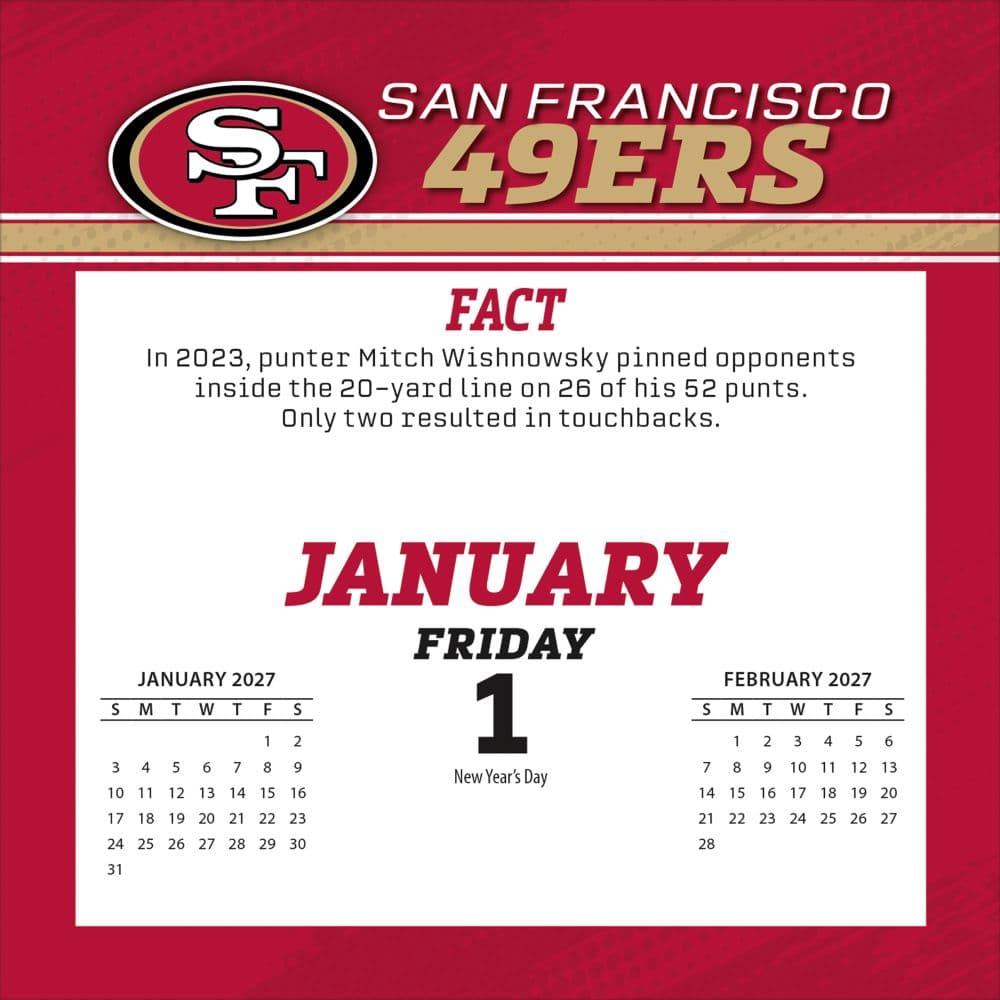 NFL San Francisco 49ers 2027 Desk Calendar Second Alternate Image