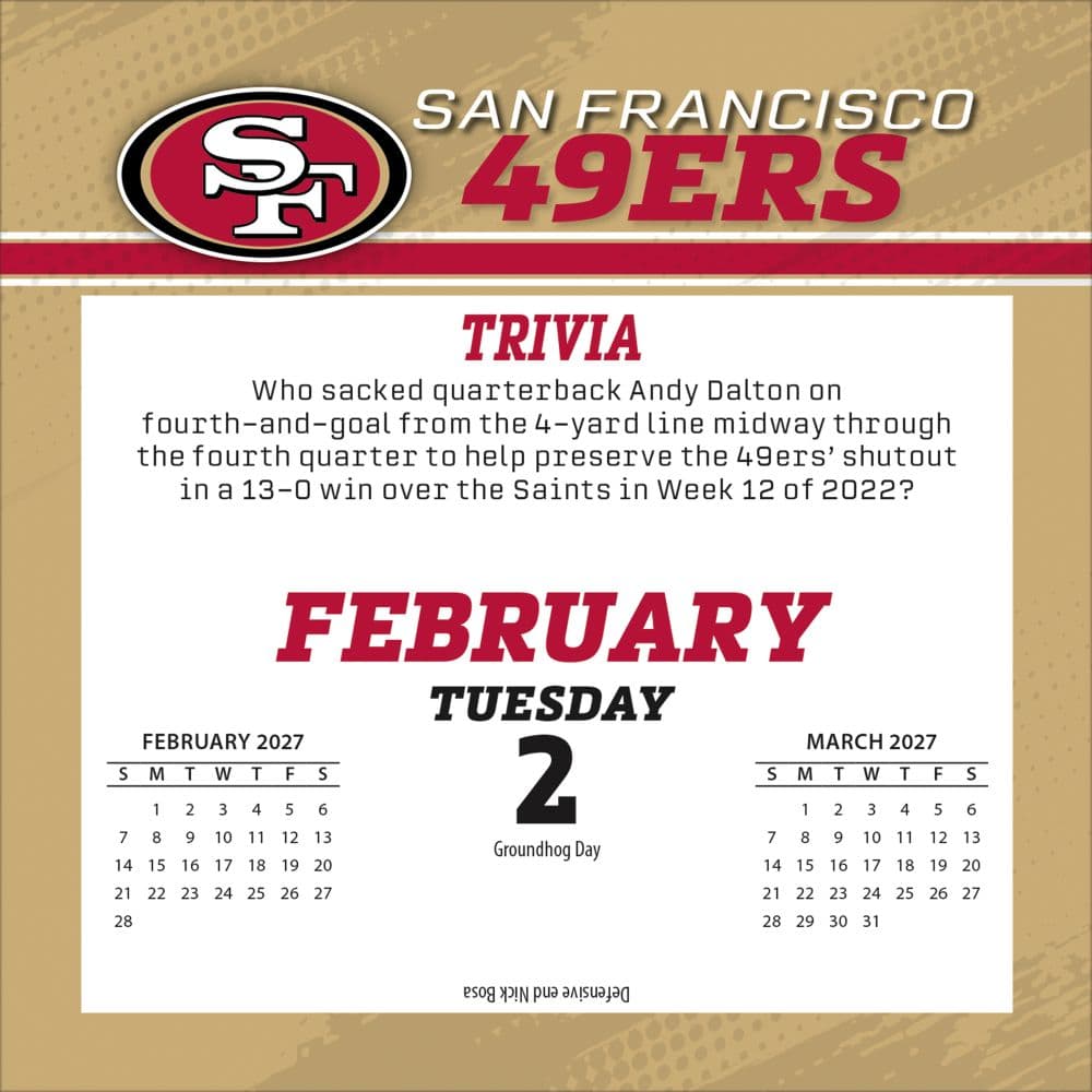 NFL San Francisco 49ers 2027 Desk Calendar Third Alternate Image