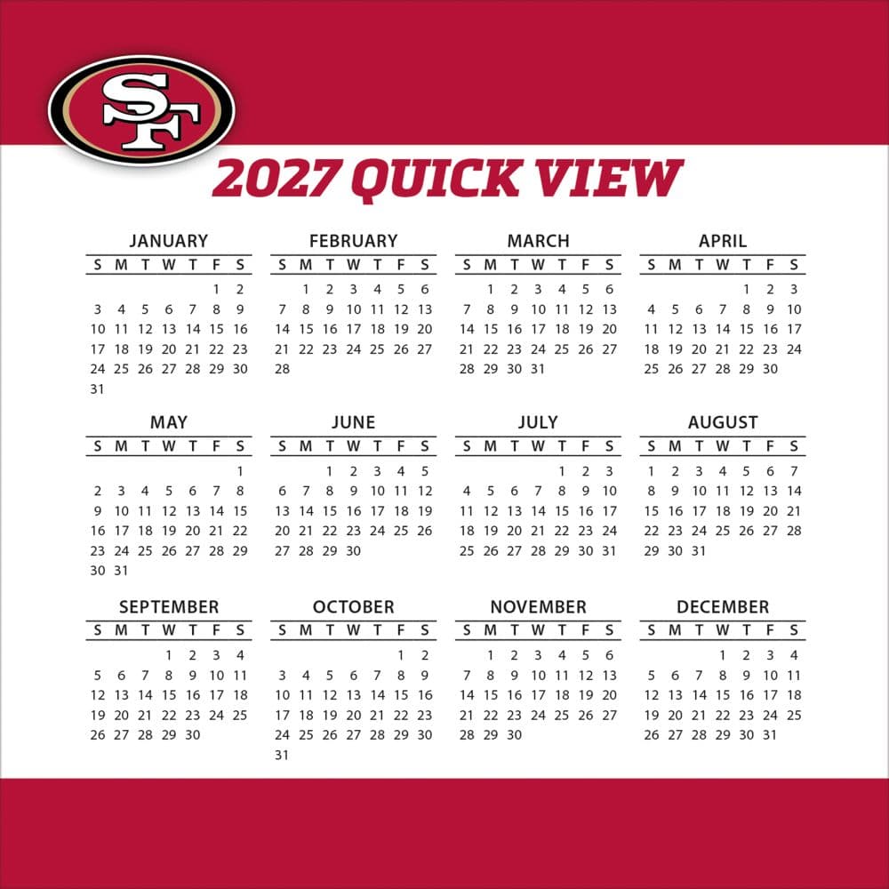 NFL San Francisco 49ers 2027 Desk Calendar Fourth Alternate Image
