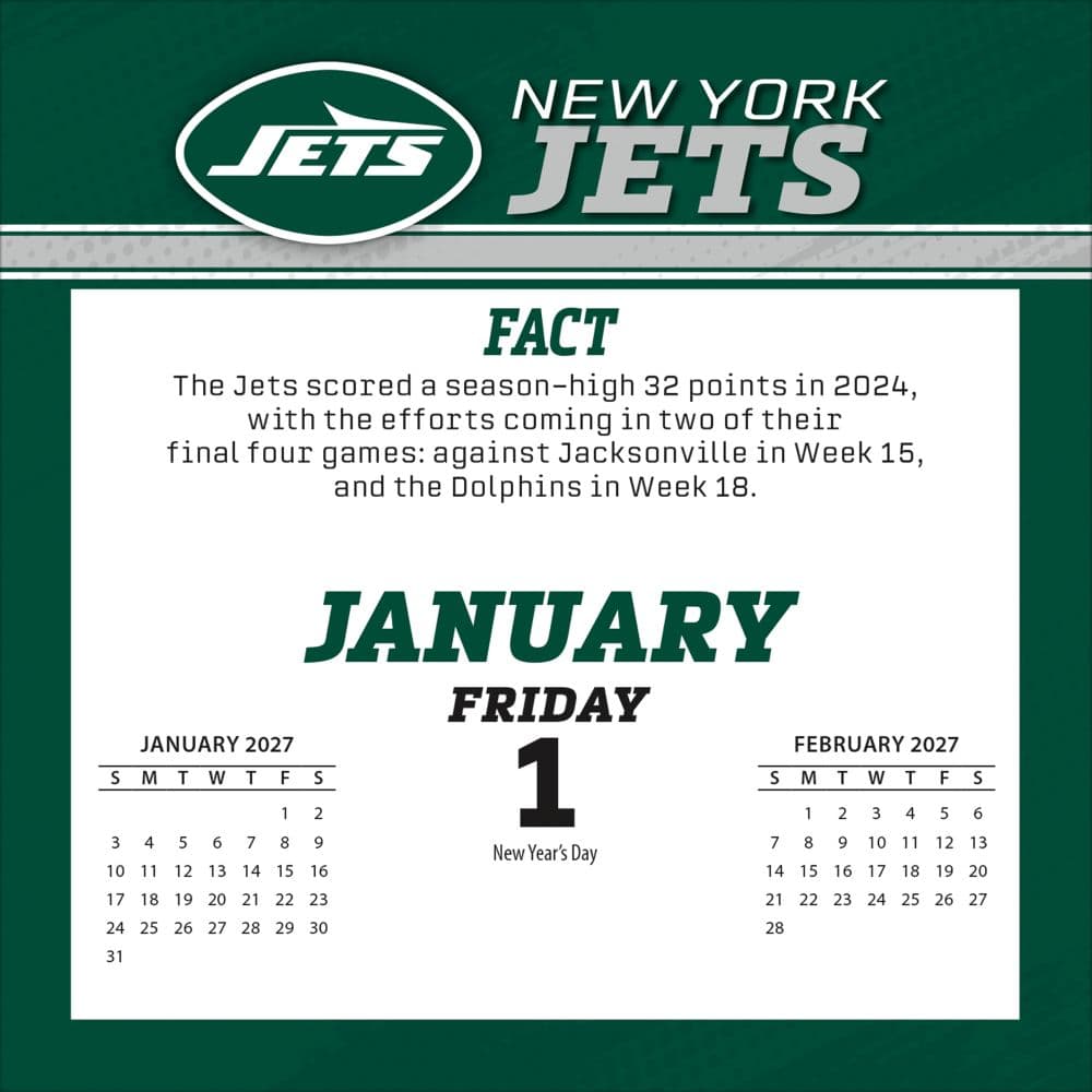 NFL New York Jets 2027 Desk Calendar Second Alternate Image