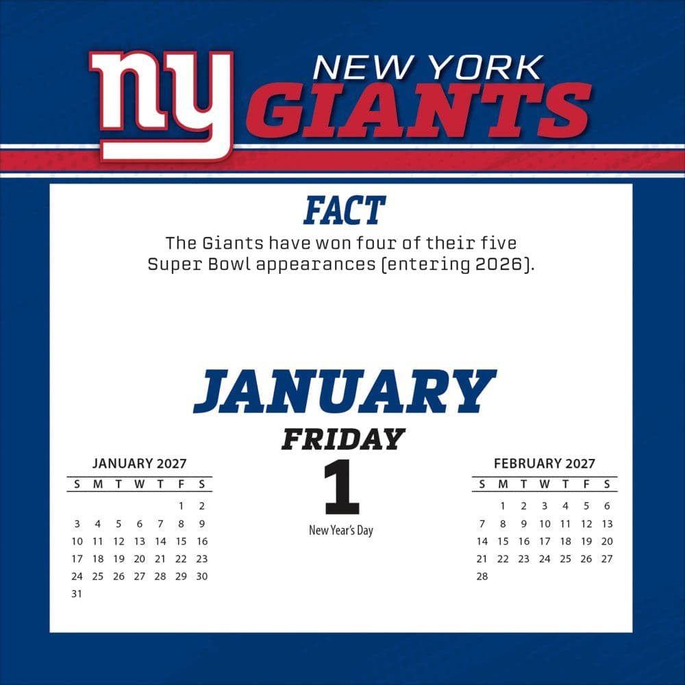 NFL New York Giants 2027 Desk Calendar Second Alternate Image