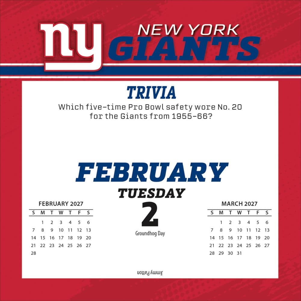NFL New York Giants 2027 Desk Calendar Third Alternate Image