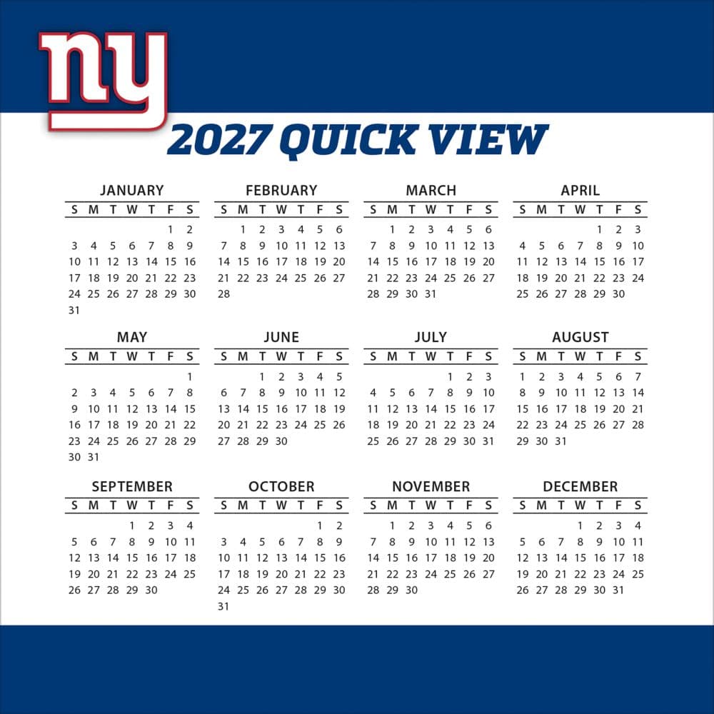 NFL New York Giants 2027 Desk Calendar Fourth Alternate Image